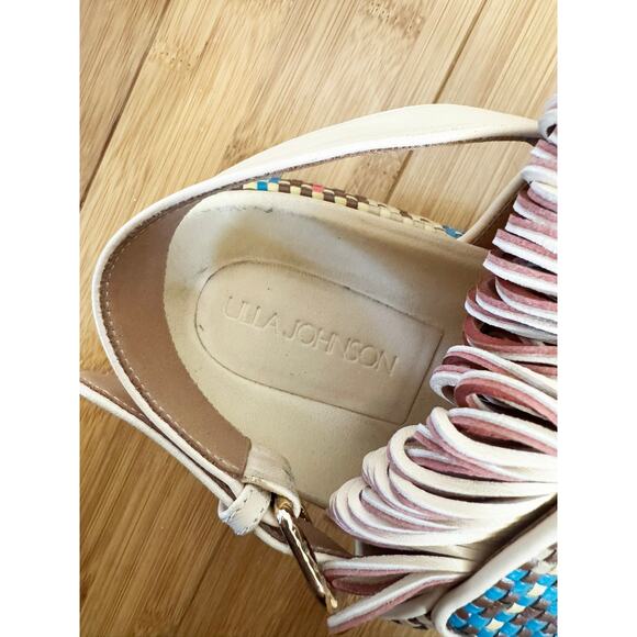 ULLA JOHNSON Alba Fringe Platform Sandals Leather Boho Slides 38 - Picture 7 of 8